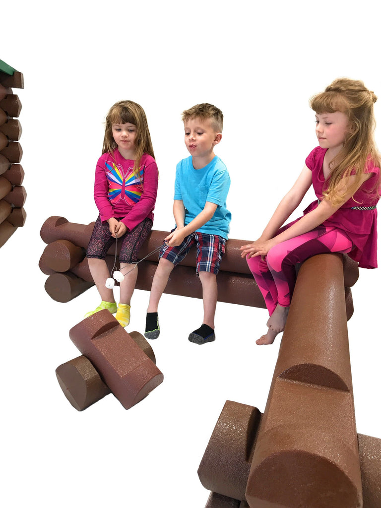 14 Piece Life-Size Foam Building Blocks Set | Big Logz® Campfire Bench Barricade - ToyBoxly